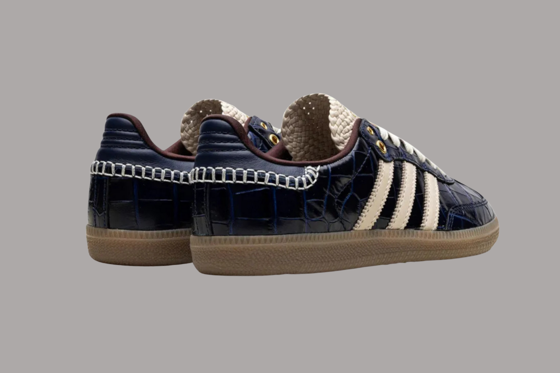 Navy Croc-Embossed Heritage Sneakers – Gum Sole Edition